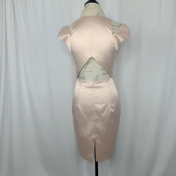 Black Halo Champagne Dress 6 Sheath Satin - Picture 6 of 12